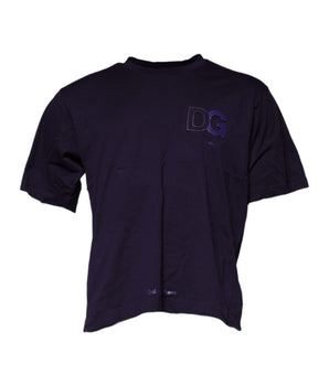 Dolce &amp; Gabbana Purple DG Logo Cotton Crew Neck T-shirt
