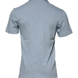 Dolce &amp; Gabbana Blue Cotton Button Down Casual Men Polo Shirt