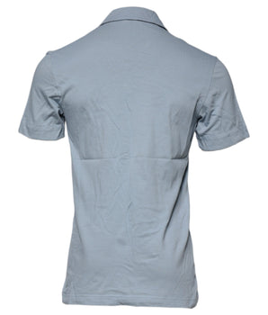 Dolce &amp; Gabbana Blue Cotton Button Down Casual Men Polo Shirt