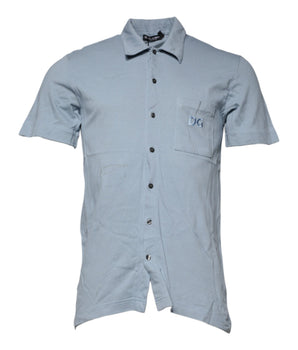 Dolce &amp; Gabbana Blue Cotton Button Down Casual Men Polo Shirt