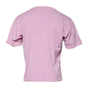 Dolce &amp; Gabbana Pink Logo Print Cotton Crew Neck T-shirt