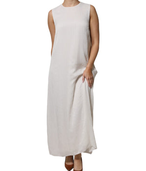 Vestido largo recto Peserico blanco sin mangas con cuello redondo