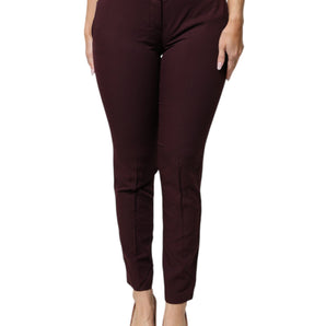 Aniye By Maroon Mid Waist Tapered Skinny Dress Pants