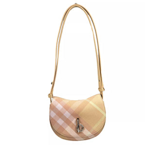 Burberry Mini Check Rocking Horse Crossbody Bag Purse Peach