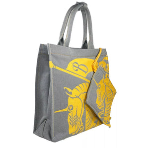 Burberry EKD Canvas Tote Bag With Coin Pouch Sunflower Gray