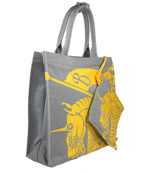 Burberry EKD Canvas Tote Bag With Coin Pouch Sunflower Gray