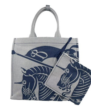 Burberry Navy EKD Canvas Tote Bag With Coin Pouch