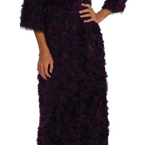 Dolce &amp; Gabbana Elegante vestido tubo con flecos en morado y negro