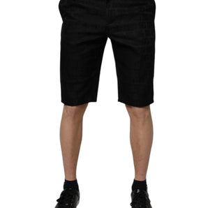 Dolce &amp; Gabbana Black Cotton Casual Mid Waist Chino Shorts