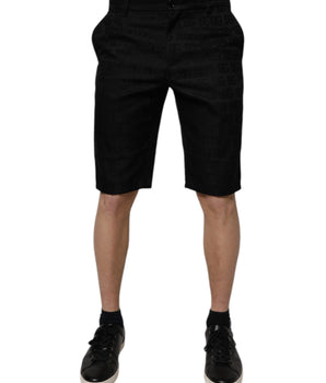 Dolce &amp; Gabbana Black Cotton Casual Mid Waist Chino Shorts