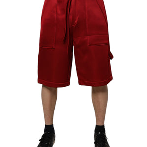 Dolce & Gabbana Maroon Viscose Nylon Mid Waist Bermuda Shorts