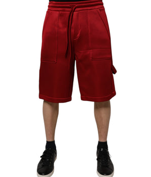 Dolce &amp; Gabbana Maroon Viscose Nylon Mid Waist Bermuda Shorts