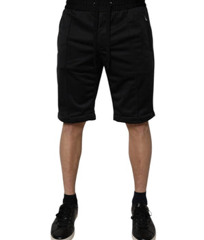 Dolce &amp; Gabbana Black Polyester Mid Waist Men Bermuda Shorts