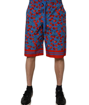 Dolce &amp; Gabbana Blue Cherry Print Cotton Men Bermuda Shorts
