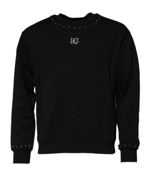 Dolce &amp; Gabbana Suéter tipo sudadera con tachuelas y logo negro