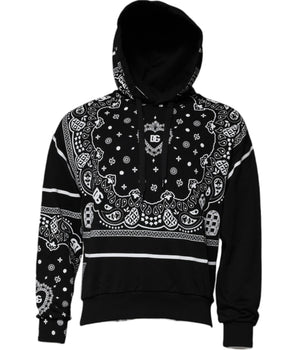 Dolce &amp; Gabbana Black Bandana Hooded Men Sweatshirt Sweater