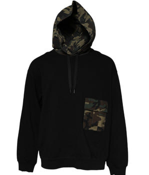 Dolce &amp; Gabbana Black Camouflage Hooded Sweatshirt Sweater
