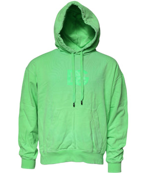 Dolce &amp; Gabbana Green Logo Hooded Pullover Sweatshirt Sweater