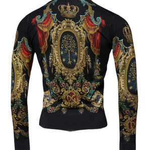 Suéter de cuello redondo de seda Dolce &amp; Gabbana con heráldica DG en negro