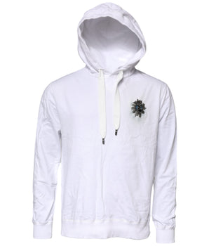 Dolce &amp; Gabbana White Cotton Hooded Sweatshirt Sweater