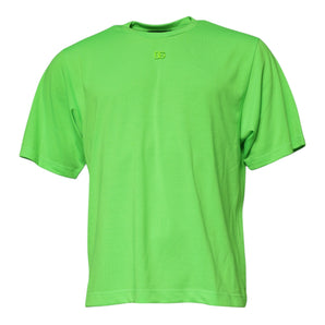 Dolce &amp; Gabbana Green Logo Polyester Crew Neck T-shirt