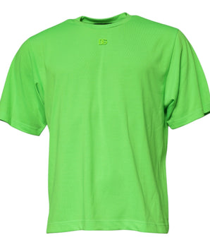 Dolce &amp; Gabbana Green Logo Polyester Crew Neck T-shirt