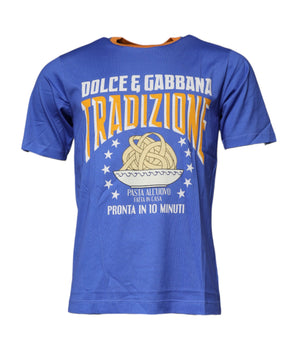 Dolce &amp; Gabbana Blue Graphic Print Cotton Crew Neck T-shirt