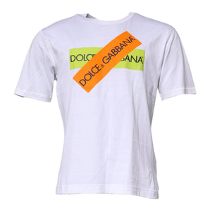 Dolce & Gabbana White Logo Tape Cotton Crew Neck T-shirt