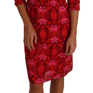 Dolce &amp; Gabbana Elegant Floral Crochet Knee-Length Dress