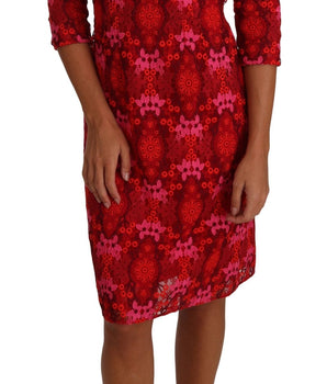 Dolce & Gabbana Elegant Floral Crochet Knee-Length Dress Dolce & Gabbana 