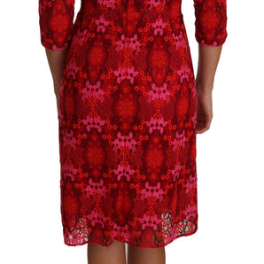 Dolce &amp; Gabbana Elegant Floral Crochet Knee-Length Dress