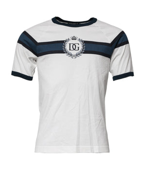 Dolce & Gabbana White Logo Print Cotton Men Crew Neck T-shirt