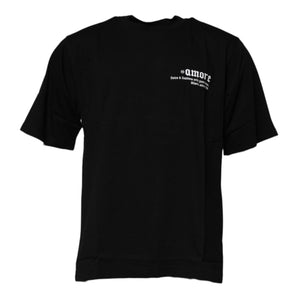 Dolce &amp; Gabbana Black Amore Leopard Cotton Crew Neck T-shirt