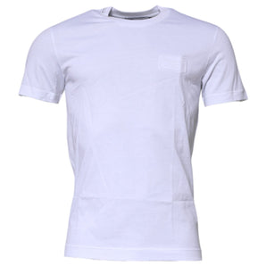 Dolce &amp; Gabbana White Logo Plaque Cotton Crew Neck T-shirt