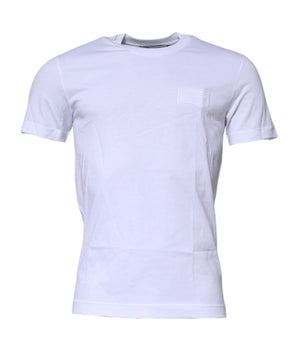 Dolce &amp; Gabbana White Logo Plaque Cotton Crew Neck T-shirt