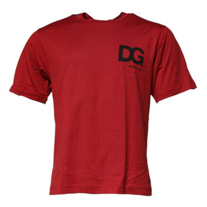 Dolce &amp; Gabbana Red DG Logo Cotton Crew Neck T-shirt