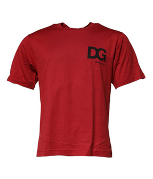 Dolce &amp; Gabbana Red DG Logo Cotton Crew Neck T-shirt