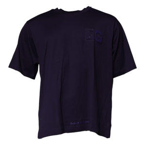 Dolce &amp; Gabbana Navy Blue DG Logo Cotton Crew Neck T-shirt