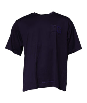 Dolce &amp; Gabbana Navy Blue DG Logo Cotton Crew Neck T-shirt
