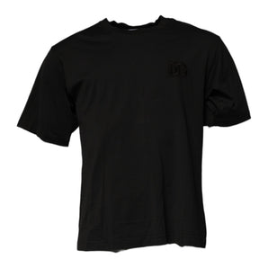 Dolce &amp; Gabbana Black DG Logo Cotton Crew Neck T-shirt