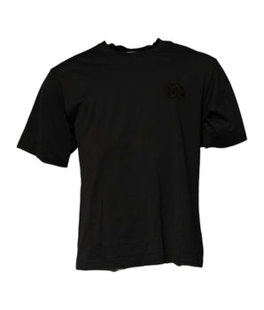 Dolce &amp; Gabbana Black DG Logo Cotton Crew Neck T-shirt