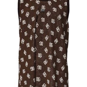 Dolce &amp; Gabbana Brown Logo Monogram Cotton Crew Neck T-shirt