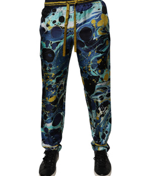 Dolce &amp; Gabbana Multicolor Marble Print Jogger Sweatpants Pants