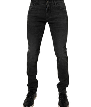 Dolce &amp; Gabbana Black Cotton Stretch Skinny Men Denim Jeans
