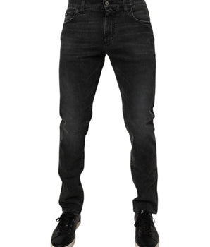 Dolce &amp; Gabbana Black Cotton Stretch Skinny Men Denim Jeans