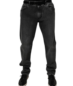 Dolce &amp; Gabbana Black Cotton Stretch Skinny Men Denim Jeans