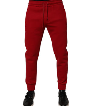 Dolce &amp; Gabbana Red Cotton Jogger Jogging Pants