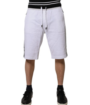 Dolce &amp; Gabbana White Stripe Cotton DG King Bermuda Shorts