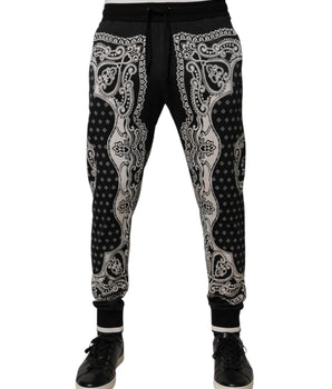 Dolce &amp; Gabbana Black Bandana Cotton Jogger Pants