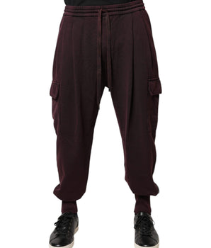 Dolce &amp; Gabbana Dark Violet Cotton Cargo Jogger Pants